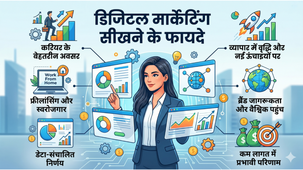 डिजिटल मार्केटिंग सीखने के फायदे
सर्वश्रेष्ठ डिजिटल मार्केटिंग कोर्स